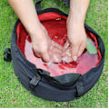 Miniatyrbild 3 av 5: Hopfällbar Hink Utomhus Vikbar Vattenbehållare Bärbar Vattenbehållare För Resor Camping Red