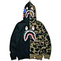 Miniatyrbillede 1 af 2: Shark Camo Hættetrøje Lynlås Hættetrøje Casual Langærmet Jakker Frakke Overtøj Black And Green 4XL
