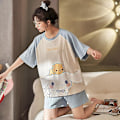 Pikkukuva 5 / 5: Sanrios Kawaii Cinnamoroll Sarjakuva Puuvilla Pyjama Lyhythihaiset Shortsit Ohut Söpö Kotivaatesetti Voidaan Käyttää Ulkona M Cinnamoroll