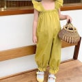 Miniatyrbilde 4 av 5: Sommer Fly Sleeve Jumpsuit for Jenter Komfortable Svetteabsorberende Klær for Utendørsaktivitet Black 110cm