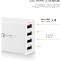 Miniatyrbillede 2 af 8: 2-pak USB-oplader, 4-ports USB-opladningsadapter med 33W Smart QC 3.0 hurtigoplader, Multi-port strømforsyning til iPhone, Samsung white 2 pack