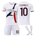 Miniatyrbild 1 av 10: 2024-2025 Paris tröja Nr. 7 Mbappe Nr. 19 Li Gangren Nr. 10 Dembele Nr. 9 Ramos fotbollsuniform set för barn {HONGDE} Size 10 socks Size S