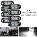 Miniatyrbillede 2 af 5: 8 stk. LED sidemarkeringslys Positionslys Forreste Bageste Sidelampe 12V 24V Universal til Trailer Lastbil Campingvogn Van Bus Traktor, Hvid, 12v