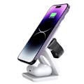 Miniatyrbillede 3 af 6: Bærbar 3 i 1 Foldbar Trådløs Oplader Hurtig Opladningsstation Magnetisk Oplader Samsung Watch Hurtig 15w Telefonoplader White General