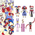 Miniatyrbilde 4 av 7: Digital Circus Byggesett - 7 i 1 Mini Pomni Jax Ragatha King Gangle Zooble Bubble Caine Humor Magisk Leker for Barn 7set