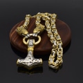 Miniatyrbild 4 av 5: Byzantinsk kedjehänge Thor Hammer rostfritt stål guld viking smycken