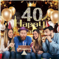 Miniatyrbild 3 av 5: Svart och guld banderoll 40-årsdag dekoration bakgrund