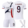 Miniatyrbild 9 av 10: 2024-2025 Paris tröja nr 7 Mbappe nr 19 Li Gangren nr 10 Dembele nr 9 Ramos fotbollsuniform set för barn {HONGDE} Size 10 socks Size M