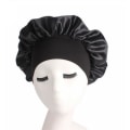Miniatyrbillede 1 af 2: 2 stk. Plus Size Satin Silke Hat Sovehætte Hætte Sort