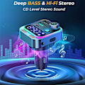 Miniatyrbillede 3 af 5: 48W Dual Ports Hurtig Opladning Bluetooth Biloplader Biloplader Transmitter Mp3 Afspiller