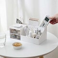 Miniatyrbillede 1 af 7: Kosmetisk opbevaringsboks Multifunktionel plastik skrivebord (hvid)