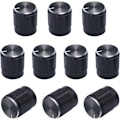 Miniatyrbillede 1 af 4: 10 stk. Sort Metal 6mm Riflet Aksel Indsats Dia. Potentiometer Kontrolknapper Drejeknap 15mm Dia. x 16mm Højde