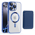 Pikkukuva 1 / 7: HONGDE Soveltuu Apple-sarjan uuteen CD-kuvioiseen läpinäkyvään magneettikortin pidikkeeseen ja iPhone-sarjan suojakuoreen deep blue iPhone12
