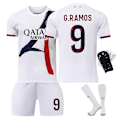 Miniatyrbild 4 av 10: 2024-2025 Paris tröja nr 7 Mbappe nr 19 Li Gangren nr 10 Dembele nr 9 Ramos fotbollsuniform set för barn {HONGDE} Size 10 socks XXXL