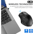 Miniatyrbillede 2 af 4: Trådløs mus, genopladelig 2.4G trådløs ergonomisk mus-sort