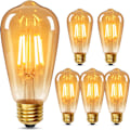 Pikkukuva 1 / 7: Vintage-lamppu E27-kierre, 4 W vastaa 40 W, retro meripihkanvärinen lämmin lasikierre-lamppu, 2700 K lämmin valkoinen, kierre LED-filamentti, 6 kpl 6pcs