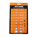 Miniatyrbild 1 av 2: 18 Delar Alkaliska Knappcellsbatterier Set Ag1/lr621 Ag3/lr41 Ag4/lr626 Ag10/lr1130 Ag13/lr44 Cr2032 Myntbatterier för Klocka