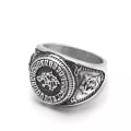 Miniatyrbilde 2 av 6: Ring med ulv og rustfritt rune-symbol - 5 størrelser - Vikinger Valknut