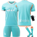 Miniatyrbild 6 av 9: 2024-2025 Miami 2:a Bortaställ Grön Fotbollströja Nr 10 Messi Major League Barn Vuxen Träningsdräkt Set{HONGDE} No. 10 socks + protective gear #XXXL