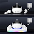 Miniatyrbillede 2 af 5: VR Opladningsstander til Meta Quest 3/Oculus Quest 3, Opladningsdock med RGB-lys til Quest 3 VR Headset og Controller