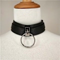 Pikkukuva 1 / 2: Naisten Cool Musta Choker Kaulakoru Punk Goth Choker Goottilainen Nahka Choker [HONGDE]