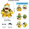 Miniatyrbillede 3 af 6: Bowser plys, Bowser legetøj plysdyr 10 tommer, gul
