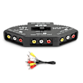 Miniatyrbillede 1 af 5: 3 i 1 ud audio og video RCA splitter sort switch med AV kabel til DVD VCD VCR Sort
