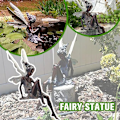 Miniatyrbillede 2 af 7: Siddende Fe Have Statue, 14 cm Udendørs Have Fe Statue Ornamenter, Engel Skulptur Realistisk Figurindretning