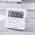 Miniatyrbillede 2 af 5: 24-timers digitalt køkkenur, stort display, høj alarm, hvid