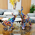 Miniatyrbillede 2 af 5: Maleri Graffiti Elefant Skulptur Resin Dyr Statue Dekor C