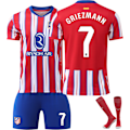 Miniatyrbillede 7 af 10: 2024-2025 Atletico Madrid hjemmebane fodbolduniform nr. 7 Griezmann trøjesæt sokker og beskyttelsesudstyr til mænd{HONGDE} NO.7  socks + protective gear #22