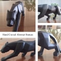 Miniatyrbilde 3 av 6: Abstrakt Leopard Statuer Panther Skulptur Craved Resin Gull