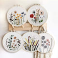 Miniatyrbillede 2 af 5: DIY Blomstermønster Broderikit Cirkel Broderi Korssting S302