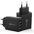 Miniatyrbild 1 av 8: 2-pack USB-laddare, 4-portars USB-laddningsadapter med 33W Smart QC 3.0 snabbladdare, Multi-port strömförsörjning för iPhone, Samsung black 2 pack