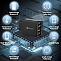 Miniatyrbild 8 av 8: 2-pack USB-laddare, 4-portars USB-laddningsadapter med 33W Smart QC 3.0 snabbladdare, Multi-port strömförsörjning för iPhone, Samsung black 2 pack