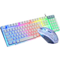 Miniatyrbild 1 av 5: LED-bakgrundsbelyst speltangentbord och muskombination Ergonomiskt tangentbord, vitt