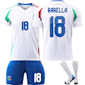 Miniatyrbilde 7 av 10: 2024-2025 Italiensk fotballdrakt nr. 8 Jorginho EM-draktsett {HONGDE} Home No. 8 + socks 22 yards
