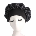 Miniatyrbillede 2 af 2: 2 stk. Plus Size Satin Silke Hat Sovehætte Hætte Sort