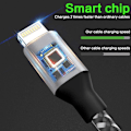 Miniatyrbilde 3 av 5: [5-Pakning 3/3/6/6/10FT] Hurtiglader Ladekabel Nylonflettet for iPhone 14/13/12/11/ Pro/Xs Max/X/8/7/Plus/6S/6/SE/5S Pad