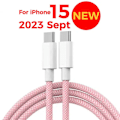 Miniatyrbild 6 av 7: Ny 2024 synkkabel 60w Pd flätad typ c till typ c kabel för apple 15 14 1m snabbladdning dataöverföringslinje 1 meter 4