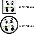 Miniatyrbillede 3 af 5: 30 stk. Panda Papirkage Tallerkener og 40 stk. Panda Baby Servietter