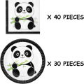 Pikkukuva 3 / 5: 30 kpl Panda-paperikakkulautasia ja 40 kpl Panda-vauvanlautasliinaa