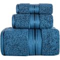 Miniatyrbild 1 av 5: Lyxiga badhanddukar set 3-pack, handduksset 100% bomull-Indigo