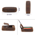 Miniatyrbillede 2 af 3: Pen Etui Læder Taske Ko Læder Læder Lynlås Pen Etui(Kaffe