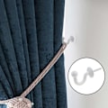 Miniatyrbild 5 av 5: （vit）Set med 4 Gardinkrokar Tiebacks 64mm Svart Metall Vägg Gardin Hållare Gardin Tiebacks U Des
