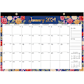 Miniatyrbild 1 av 4: (Lila blommor) Tjock papperskalender 18 månader vägghängande 2024