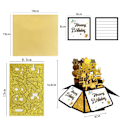Pikkukuva 1 / 7: (Hyvää syntymäpäivää - Kulta) 3D Hyvää syntymäpäivää -kortti, Paper Pop-up syntymäpäiväkortti Onnittelukortti tyhjällä kortilla ja E