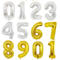 Pikkukuva 1 / 9: 90CM NUMBER BALLOON GOLD and Silver METALLIC Gold Guld-8