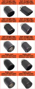 Miniatyrbillede 8 af 11: EPLUS Bil Matte Kulfiber Lyddæmper Tip Udstødningssystem Rør Lyddæmpere Dyse Universal Lige Rustfrit Stål Sort Til Akrapovic 67mm-89mm