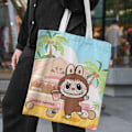 Miniatyrbillede 6 af 11: Lisa Same Labubu Lærredstaske Kvinde Sød tegneserie Shopping Håndtaske Casual Student Skuldertaske The Monsters Crossbody Tasker book bubu